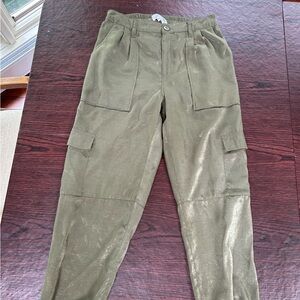 Green Track Pants with Relaxed Fit and Utility Style